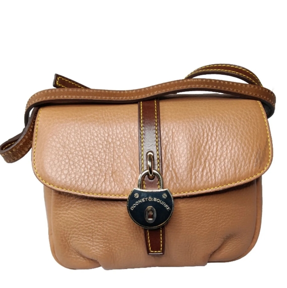 Dooney & Bourke Samba Brown Pebbled Leather Flap Crossbody Bag Small - Picture 4 of 12